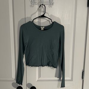 Teal crop long sleeve